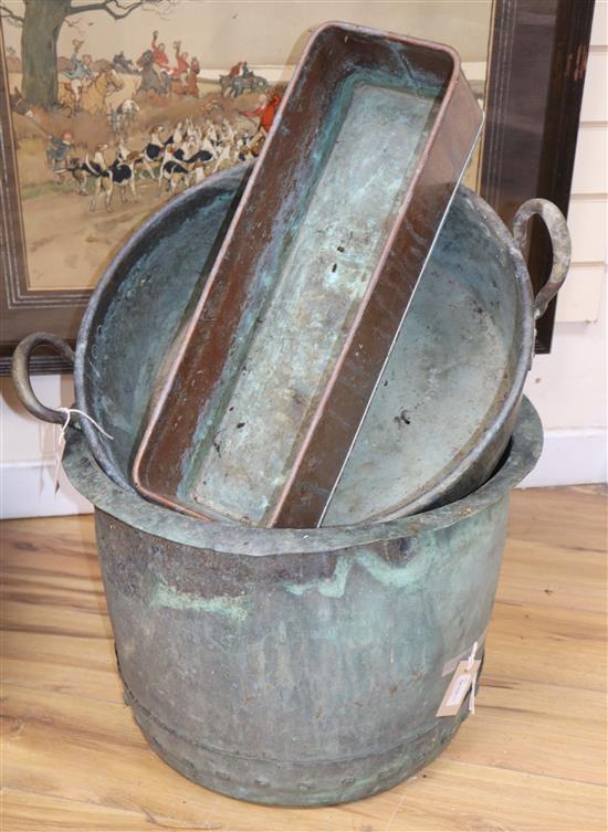 A washing copper, a copper preserve pan and a plant trough (3)